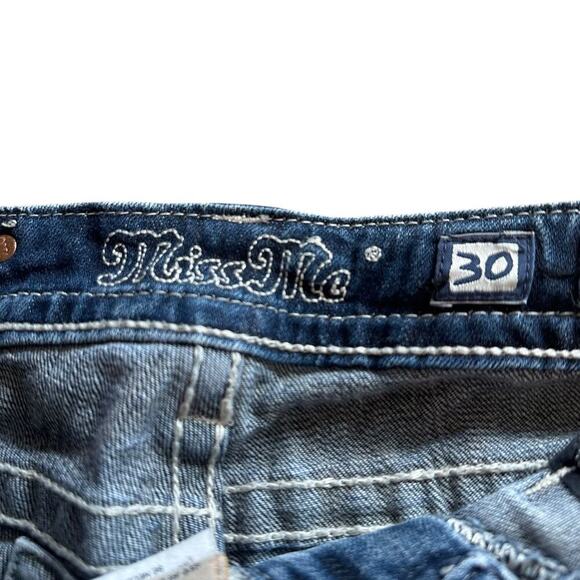 MISS ME x Womens Denim Blue Jeans Signature Bootcut Size 30, jewel stud accents - Picture 5 of 9
